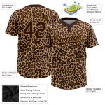 Custom Brown Old Gold Leopard Pattern 3D Softball Jersey - Unisex Two-Button Design Custom Brown Brown-Old Gold 3D Pattern - Image 3