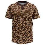 Custom Brown Old Gold Leopard Pattern 3D Softball Jersey - Unisex Two-Button Design Custom Brown Brown-Old Gold 3D Pattern - Image 2