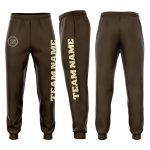 Brown Cream Fleece Joggers for Men and Women - Custom Sweatpants Custom Brown Cream Fleece Jogger Sweatpants