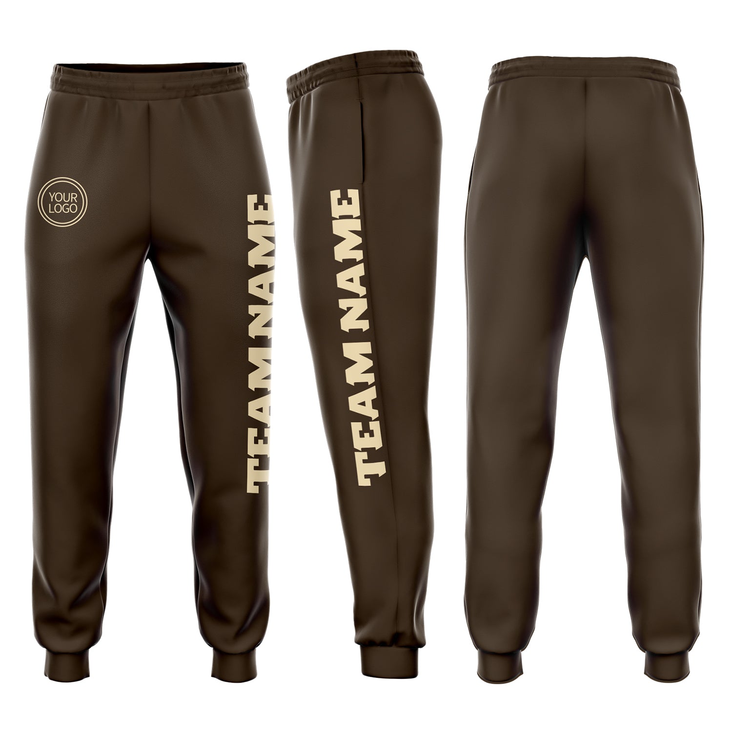 Brown Cream Fleece Joggers for Men and Women - Custom Sweatpants Custom Brown Cream Fleece Jogger Sweatpants