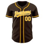 Custom Brown Gold-White Authentic Baseball Jersey for Personalized Team Wear Custom Brown Gold-White Authentic Baseball Jersey - Image 2