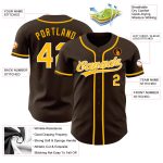 Custom Brown Gold-White Authentic Baseball Jersey for Personalized Team Wear Custom Brown Gold-White Authentic Baseball Jersey - Image 3