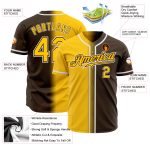 Custom Brown Gold White Authentic Fade Baseball Jersey for Fashion Enthusiasts Custom Brown Gold-White Authentic Fade Fashion - Image 2