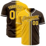 Custom Brown Gold White Authentic Fade Baseball Jersey for Fashion Enthusiasts Custom Brown Gold-White Authentic Fade Fashion