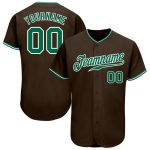 Custom Brown Green White Authentic Baseball Jersey - Personalized Sports Apparel Custom Brown Kelly Green-White Authentic