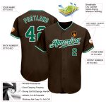 Custom Brown Green White Authentic Baseball Jersey - Personalized Sports Apparel Custom Brown Kelly Green-White Authentic - Image 3