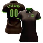 Custom Performance Golf Polo Shirt in Brown and Neon Green Custom Brown Neon Green Performance Golf Polo Shirt - Image 2