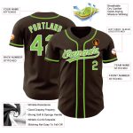 Custom Brown Neon Green White Baseball Jersey - Authentic Fan Apparel Custom Brown Neon Green-White Authentic Baseball Jersey - Image 3