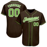 Custom Authentic Baseball Jersey in Brown Neon Green-White Style 8963 Custom Brown Neon Green-White Authentic Baseball Jersey