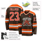 Custom Hockey Jersey - Brown Orange and White Design for Fans and Players Custom Brown Orange-White Hockey Jersey - Image 3