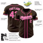 Custom Baseball Jersey Brown Pink White - Authentic Style 9466 Custom Brown Pink-White Authentic Baseball Jersey Style 9466 - Image 3