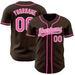 Custom Baseball Jersey Brown Pink White - Authentic Style 9466 Custom Brown Pink-White Authentic Baseball Jersey Style 9466