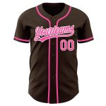 Custom Baseball Jersey Brown Pink White - Authentic Style 9466 Custom Brown Pink-White Authentic Baseball Jersey Style 9466 - Image 2