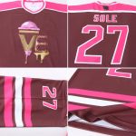 Custom Brown Pink White Hockey Jersey - Personalized Team Apparel, Customizable Sports Uniform Custom Brown Pink-White Hockey - Image 5