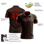 Custom Brown and Red Performance Golf Polo Shirt for Men - Lightweight, Breathable Fabric Custom Brown Red Performance Golf - Image 3