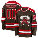 Custom Red White Brown Hockey Jersey | Personalized Team Apparel Custom Brown Red-White Hockey Jersey