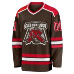 Custom Red White Brown Hockey Jersey | Personalized Team Apparel Custom Brown Red-White Hockey Jersey - Image 2