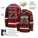 Custom Red White Brown Hockey Jersey | Personalized Team Apparel Custom Brown Red-White Hockey Jersey - Image 3