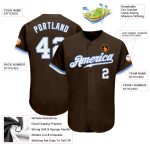 Custom Authentic Baseball Jersey - Brown White Light Blue Design, Made to Order, Comfortable Fit Custom Brown White-Light - Image 3