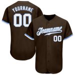 Custom Authentic Baseball Jersey - Brown White Light Blue Design, Made to Order, Comfortable Fit Custom Brown White-Light