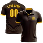 Custom Performance Golf Polo Shirt in Brown and Yellow for Men Custom Brown Yellow Performance Golf Polo Shirt