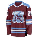 Burgundy Light Blue Custom Hockey Jersey for Men and Women Custom Burgundy White-Light Blue Hockey Jersey - Image 2