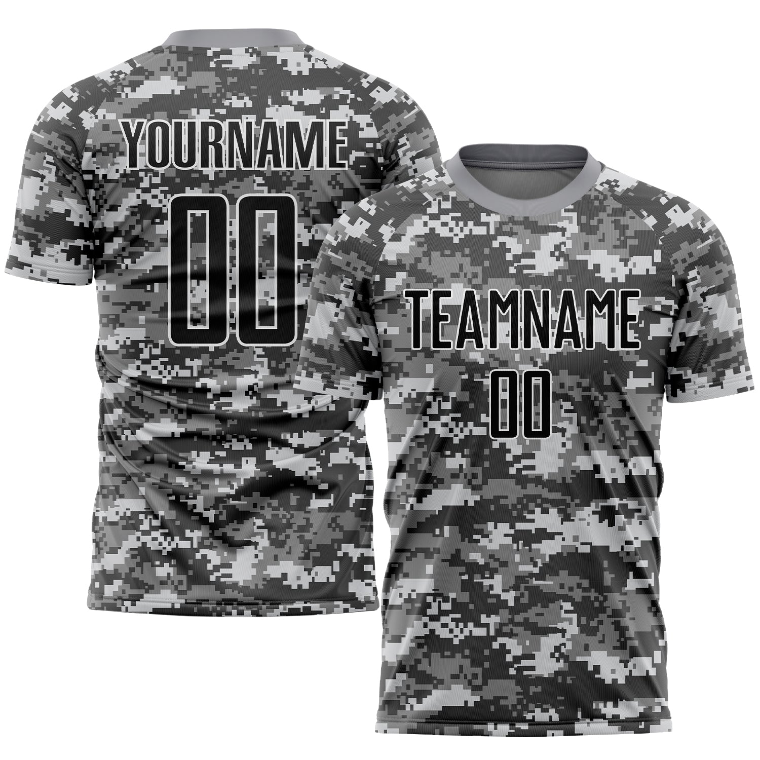 Custom Camo Soccer Jersey - Black Gray Sublimation Salute to Service Uniform Custom Camo Black-Gray Sublimation Salute To