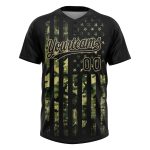 Custom Camo Black Old Gold 3D American Flag Jersey for Salute to Service Unisex Softball Custom Camo Black-Old Gold 3D American - Image 2