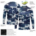 Custom Camo Long Sleeve Performance T-Shirt in Navy and Light Blue - Salute to Service Design Custom Camo Navy-Light Blue - Image 2