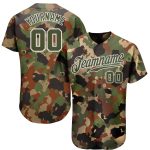 Olive White Camo Classic Woodland Salute to Service Baseball Jersey - Custom Authentic Design Custom Camo Olive-White Dark