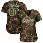 Olive White Camo Classic Woodland Salute to Service Baseball Jersey - Custom Authentic Design Custom Camo Olive-White Dark - Image 2