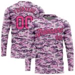 Camo Pink Black Performance Long Sleeve T-Shirt for Salute to Service Custom Camo Pink-Black Salute To Service Long Sleeve