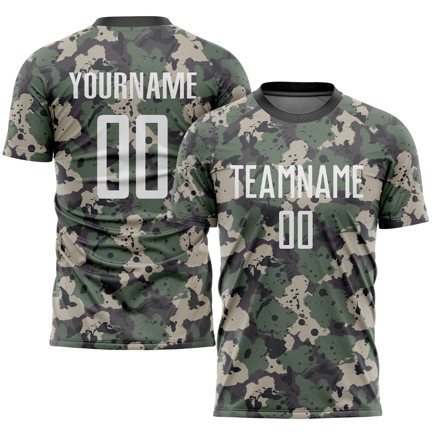 Custom Camo White-Black Sublimation Salute To Service Soccer Uniform Jersey Custom Camo Soccer Jersey - White-Black Sublimation Salute To Service Uniform Custom Camo White-Black Sublimation Salute - Image 1