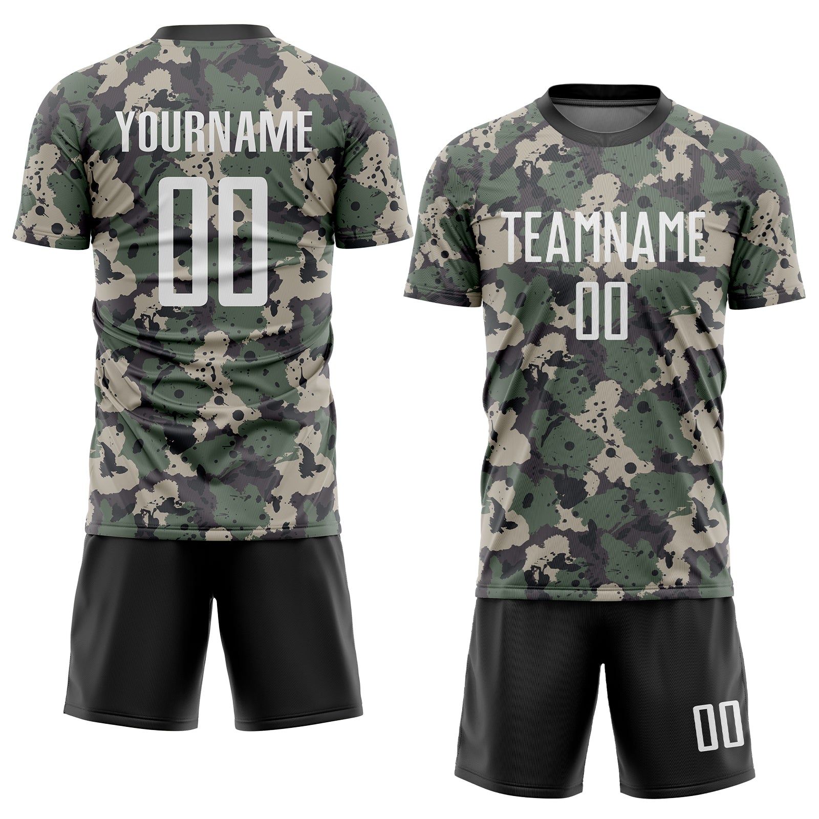 Custom Camo White-Black Sublimation Salute To Service Soccer Uniform Jersey Custom Camo Soccer Jersey - White-Black Sublimation Salute To Service Uniform Custom Camo White-Black Sublimation Salute - Image 2