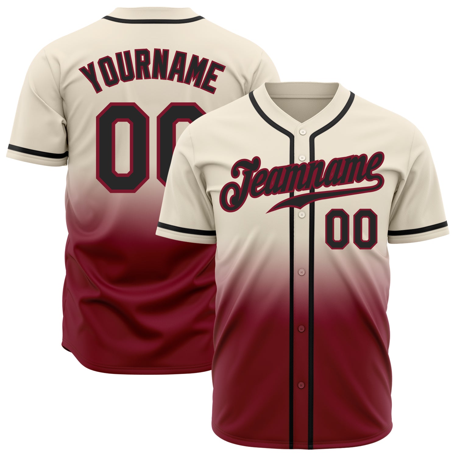 Custom Cream Black-Crimson Authentic Fade Fashion Baseball Jersey Custom Cream Black Crimson Fade Baseball Jersey - Authentic Fashion Design Custom Cream Black-Crimson Authentic Fade Fashion - Image 1