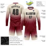 Custom Sublimation Soccer Jersey Long Sleeve Fade Fashion Black-Crimson Uniform Custom Cream Black-Crimson Sublimation Long - Image 3