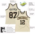 Authentic Throwback Basketball Jersey - Custom Cream Black Old Gold Design Custom Cream Black-Old Gold Authentic Throwback - Image 2