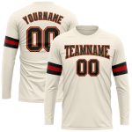 Custom Long Sleeve Performance T-Shirt in Cream Black Old Gold-Red Custom Cream Black Old Gold-Red Long Sleeve Performance