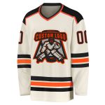 Black-Orange Custom Hockey Jersey - Personalized Cream Jersey for Fans Custom Cream Black-Orange Hockey Jersey - Image 2
