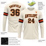 Custom Performance T-Shirt in Cream Black Orange Old Gold Long Sleeve Custom Cream Black Orange-Old Gold Long Sleeve Performance - Image 3