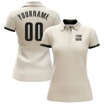 Custom Black Performance Golf Polo Shirt - Cream Accent, Breathable Fabric for Ultimate Comfort Custom Cream Black Performance - Image 2