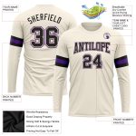 Custom Black-Purple Long Sleeve Performance T-Shirt for Activewear and Sports Custom Cream Black-Purple Long Sleeve Performance - Image 3