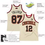 Authentic Black-Red Custom Cream Basketball Jersey | Retro Throwback Design Custom Cream Black-Red Authentic Throwback Basketball - Image 2