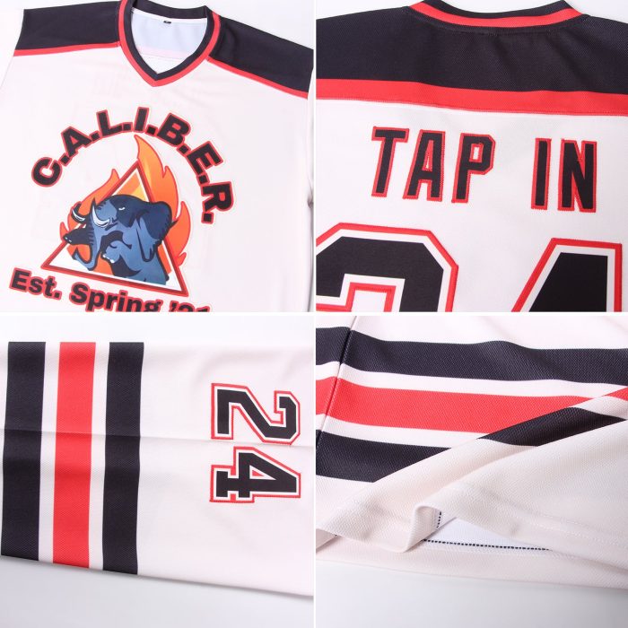 Black-Red Custom Hockey Jersey - Personalized Cream Jersey for Teams and Fans Custom Cream Black-Red Hockey Jersey - Image 5