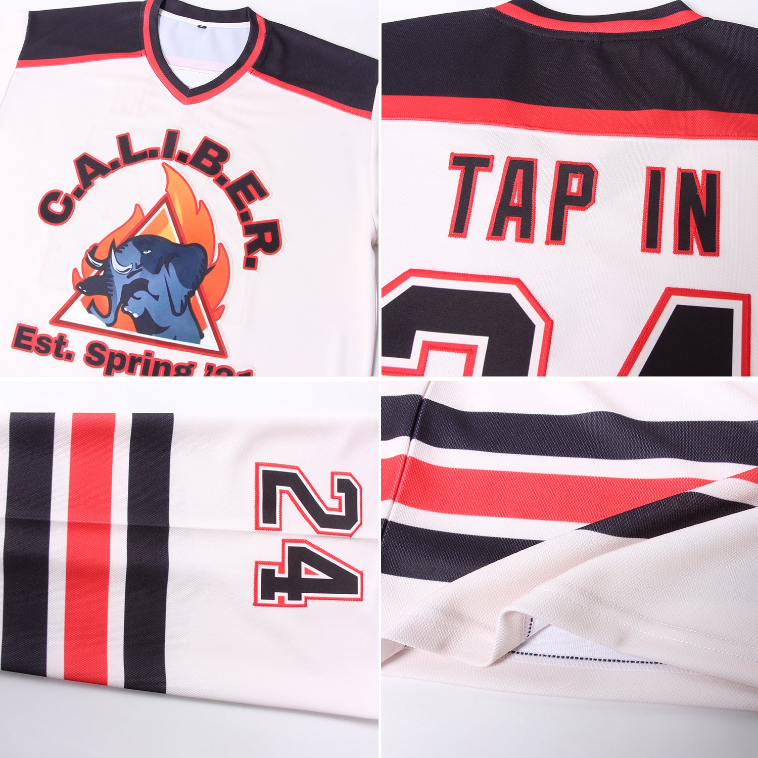 Custom Cream Black-Red Hockey Jersey Black-Red Custom Hockey Jersey - Personalized Cream Jersey for Teams and Fans Custom Cream Black-Red Hockey Jersey - Image 5