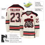 Black-Red Custom Hockey Jersey - Personalized Cream Jersey for Teams and Fans Custom Cream Black-Red Hockey Jersey - Image 3