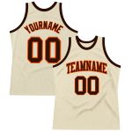 Custom Brown Orange Throwback Basketball Jersey - Authentic Basketball Apparel Custom Cream Brown-Orange Authentic Throwback