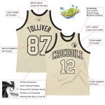 Authentic Throwback Basketball Jersey - Custom Cream and Black Design Custom Cream Cream-Black Authentic Throwback Basketball - Image 2