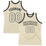 Authentic Throwback Basketball Jersey - Custom Cream and Black Design Custom Cream Cream-Black Authentic Throwback Basketball