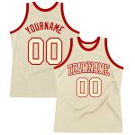Custom Cream Red Authentic Throwback Basketball Jersey - Stylish Retro Design Ideal for Fans and Collectors Custom Cream